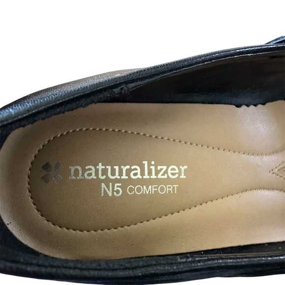 NATURALIZER ANDE Woman Shoes Black Leather Wedge Stretchy Strap Size 8.5M - Picture 8 of 11